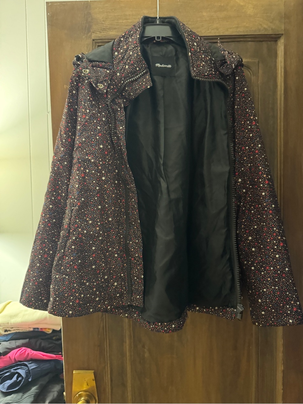Madewell Black Jacket with Multicolor Star Print